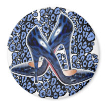 Stiletto's Blue Cat Spots Fridge Magnets