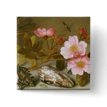 Still life depicting flowers button