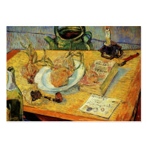Still Life Drawing Board, Pipe, Onions and ... Business Cards