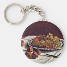 Still Life Of Grapes And Nuts By Sisley Alfred Keychains