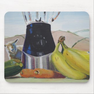 Still life painting fruit vegetables blender mouse pads