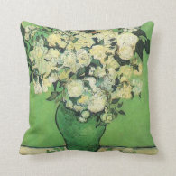 Still life - Pink Roses in a Vase,van Gogh Pillow