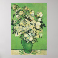 Still life - Pink Roses in a Vase,van Gogh Posters