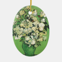 Still life - Pink Roses in a Vase Vincent an Gogh, Christmas Ornament