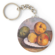 Still Life, Quince, Apples, Pears by Paul Cezanne Key Chain
