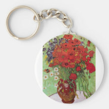 Still Life Red Poppies and Daisies by Van Gogh Key Chain
