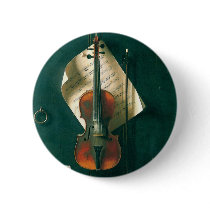Still Life: The Old Violin by Harnett Pinback Buttons
