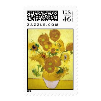 Still Life - Vase with Fifteen Sunflowers van gogh Postage Stamp