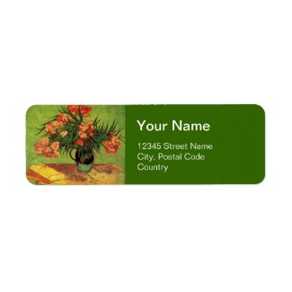 Still Life Vase with Oleanders and Books, Van Gogh Custom Return Address Labels