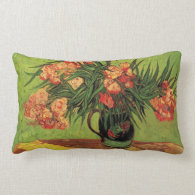 Still Life Vase with Oleanders and Books, Van Gogh Throw Pillow