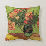 Still Life Vase with Oleanders and Books, Van Gogh Throw Pillow