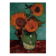 still life - vase with three sunflowers, van Gogh Business Cards