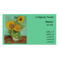 still life - vase with three sunflowers, van Gogh Business Card Template