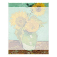 Still Life - Vase with Three Sunflowers, Van Gogh Customized Letterhead