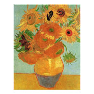 Still Life Vase with Twelve Sunflowers by Van Gogh Customized Letterhead