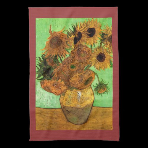 Still Life Vase with Twelve Sunflowers - Van Gogh Hand Towels