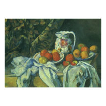 Still Life w Curtain Flowered Pitcher by Cezanne Card