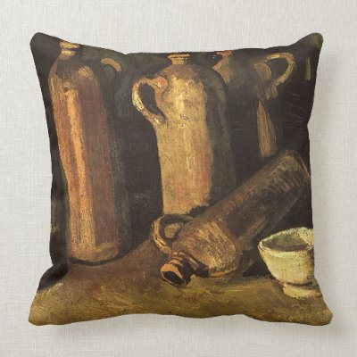 Still Life with 4 Stone Bottles; Vincent van Gogh Pillow Mojo_throwpillow Still Life with 4 Stone Bottles; Vincent van Gogh Pillow Mojo_throwpillow