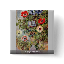 Still Life With Anemones By Claude Monet Pinback Button