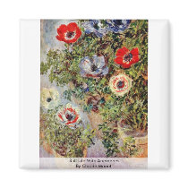 Still Life With Anemones By Claude Monet Refrigerator Magnets