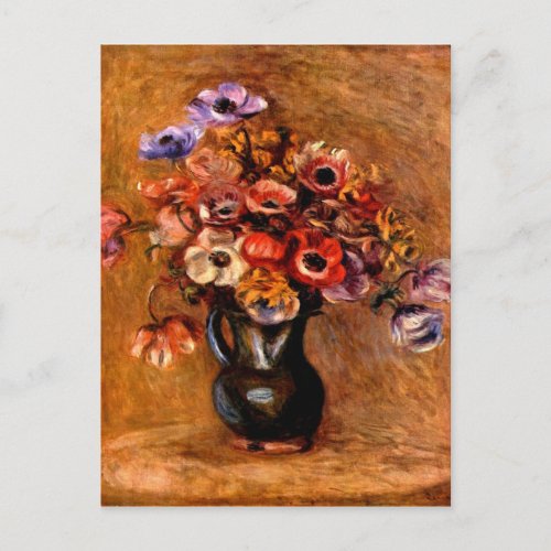 Still life with anemones by Pierre Renoir Post Card