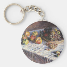 Still Life with Apples and Grapes by Claude Monet Keychain