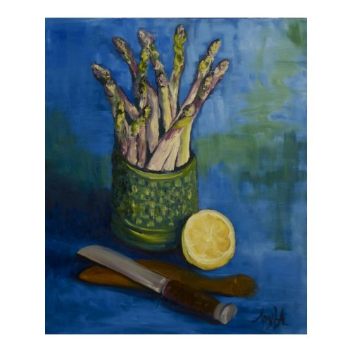 Still LIfe with Asparagus & Lemon print