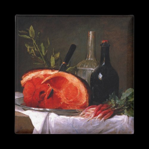 Still life with bottles and radishes by Vallayer Fridge Magnet