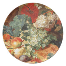 Still life with flowers and fruit party plate