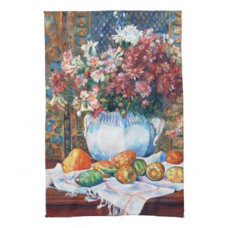 Still Life with Flowers and Prickly Pears Renoir Towel