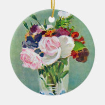Still Life With Flowers by Manet Ornament