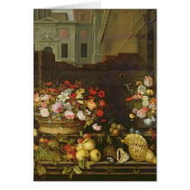 Still Life with Flowers, Fruits and Shells Greeting Card