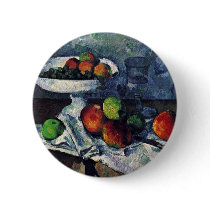 Still Life With Fruit Bowl By Paul Cézanne Buttons