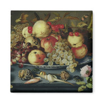 Still Life with Fruit, Flowers and Seafood Fridge Magnet