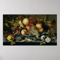 Still Life with Fruit, Flowers and Seafood Poster