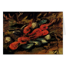 Still Life with Mussels and Shrimps by Van Gogh Cards