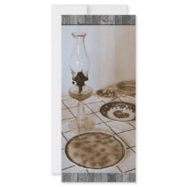 Still life with petrol lamp custom rack cards