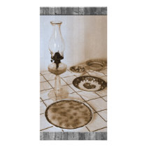 Still life with petrol lamp customized photo card