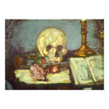 Still Life with Skull, Candle, Book By Cezanne Personalized Invites