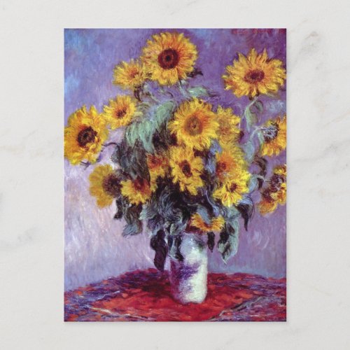 Still Life with Sunflowers by Claude Monet Post Card