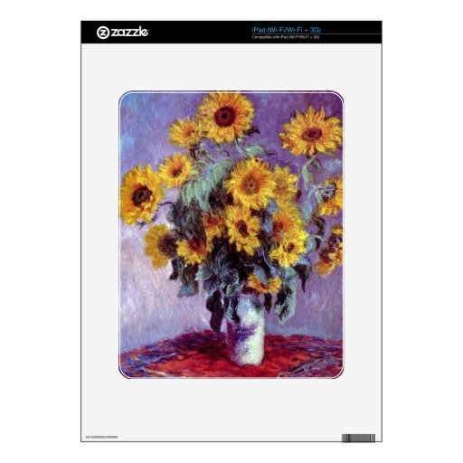 Still Life with Sunflowers by Claude Monet Skins For The iPad