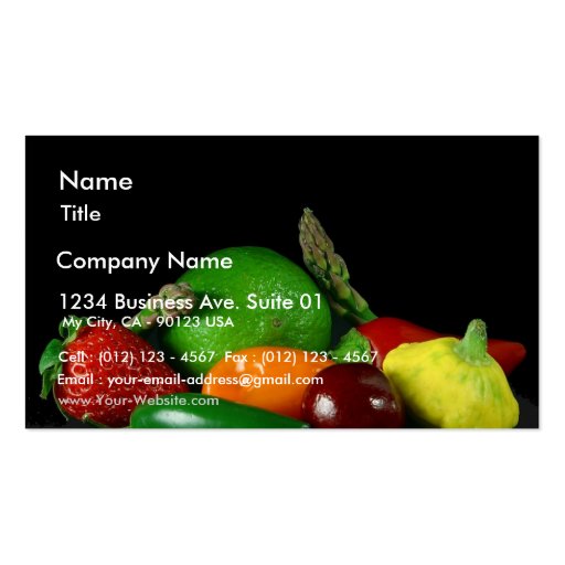 Still Lifevegetables Asparagus Limes Strawberries Business Card Template