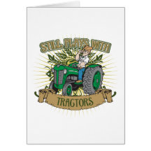 Still Plays With Green Tractors Greeting Cards