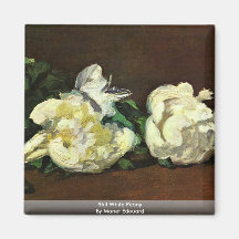 Still White Peony By Manet Edouard Fridge Magnet