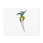 Stilt walking jester postcard