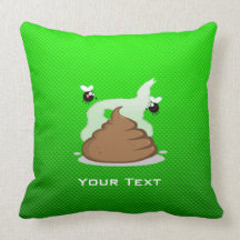 Stinky Poo; Green Throw Pillow