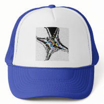 Stippled Star 14 Red and Black Metal Curl hats by JackPollockRevival Stippled Star 14 Red and Black Metal Curl hats