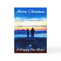 Stippled Sunset Christmas Card by Surfwearzcom Stippled Sunset Christmas Card