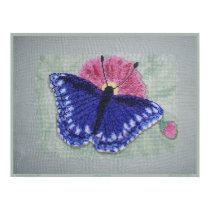 STITCHED BLUE BUTTERFLY posters