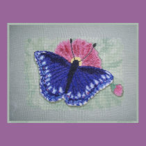 STITCHED BLUE BUTTERFLY posters by dequilla STITCHED BLUE BUTTERFLY posters